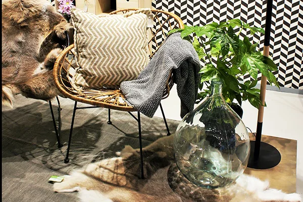 Interior styling with a lounge chair and plants